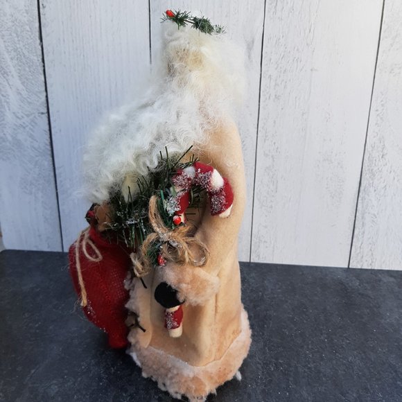 HANDMADE Primitive Santa Claus Doll Country Christmas Decor White - Picture 8 of 10